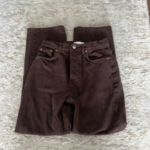 Zara brown straight leg jeans